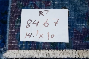 Overdyed Blue Antique Distressed 10X14 Tabriz Persian Rug