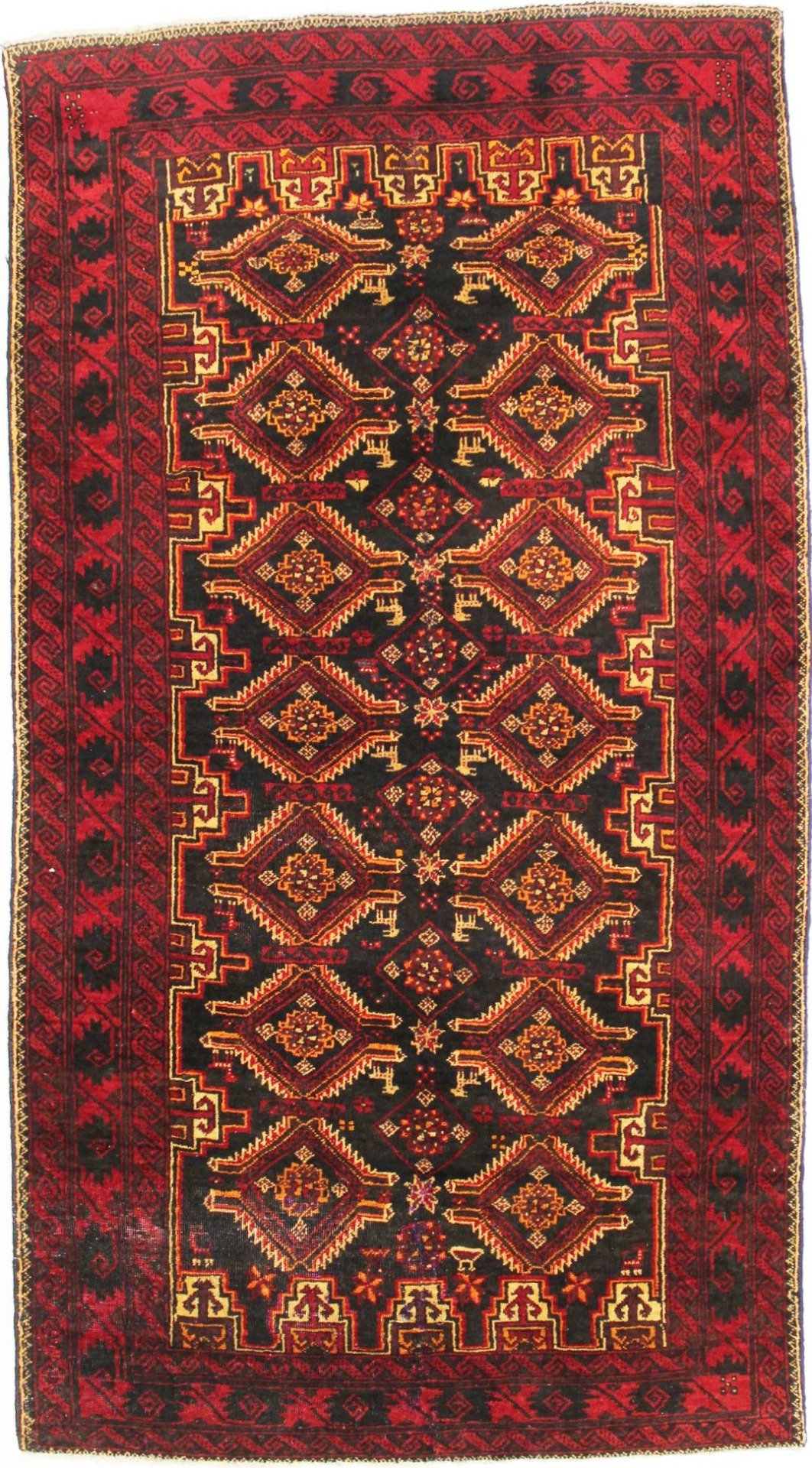 Vintage Red Tribal 3X6 Balouch Persian Runner Rug