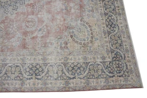Muted Distressed Floral Antique 10X13 Kerman Persian Rug