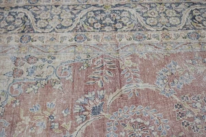 Muted Distressed Floral Antique 10X13 Kerman Persian Rug
