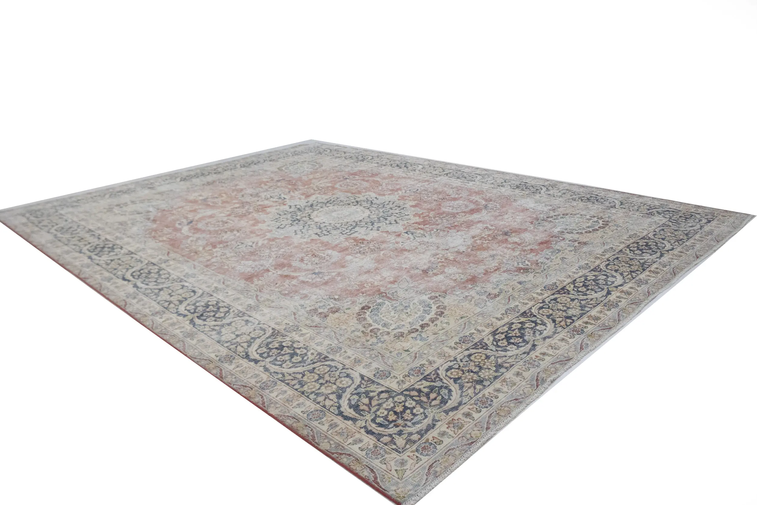 Muted Classic 12'7 X 9'8 Antique Distressed Area Rug