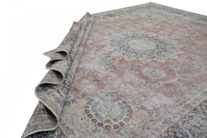 Muted Distressed Floral Antique 10X13 Kerman Persian Rug