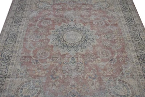 Muted Distressed Floral Antique 10X13 Kerman Persian Rug