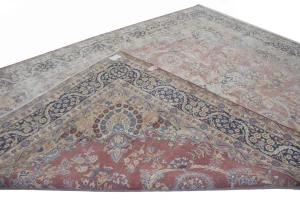 Muted Distressed Floral Antique 10X13 Kerman Persian Rug
