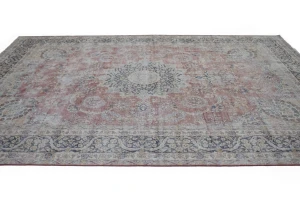 Muted Distressed Floral Antique 10X13 Kerman Persian Rug