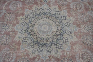 Muted Distressed Floral Antique 10X13 Kerman Persian Rug