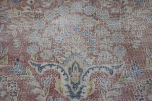 Muted Distressed Floral Antique 10X13 Kerman Persian Rug