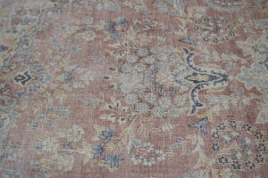 Muted Distressed Floral Antique 10X13 Kerman Persian Rug