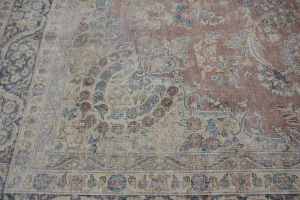 Muted Distressed Floral Antique 10X13 Kerman Persian Rug