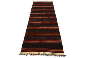 Semi Antique Multicolored Tribal 5X15 Kilim Persian Runner Rug