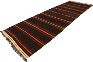 Semi Antique Multicolored Tribal 5X15 Kilim Persian Runner Rug