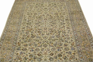 Beige Vintage Traditional 9X13 Kashan Persian Oriental Rug