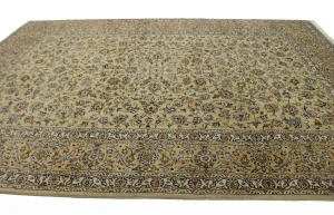 Beige Vintage Traditional 9X13 Kashan Persian Oriental Rug