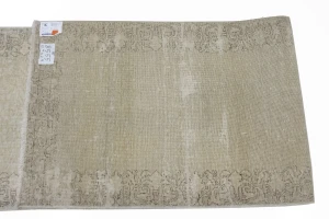 Antique Muted Distressed 3X13 Tabriz Persian Runner Rug