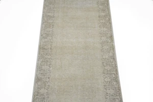 Antique Muted Distressed 3X13 Tabriz Persian Runner Rug