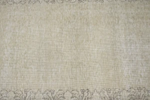 Antique Muted Distressed 3X13 Tabriz Persian Runner Rug