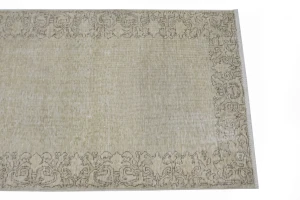 Antique Muted Distressed 3X13 Tabriz Persian Runner Rug