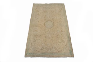 Beige Antique Floral 3X5 Traditional Tabriz Persian Oriental Rug