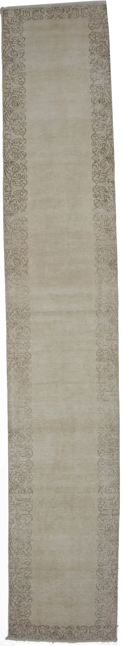 Muted Antique Distressed 2'8X15'7 Tabriz Persian Runner Rug