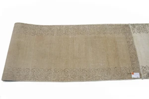 Muted Antique Distressed 2'8X15'7 Tabriz Persian Runner Rug