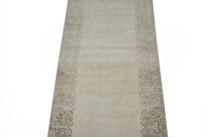 Muted Antique Distressed 2'8X15'7 Tabriz Persian Runner Rug