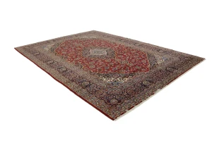 Vintage Red Traditional 10X13'5 Kashan Ghotbi Persian Rug
