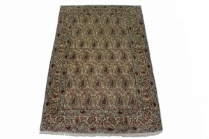 Vintage Beige Floral 3X5 Kashan Boteh Persian Rug