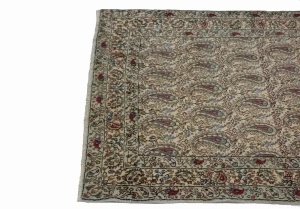 Vintage Beige Floral 3X5 Kashan Boteh Persian Rug
