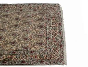 Vintage Beige Floral 3X5 Kashan Boteh Persian Rug