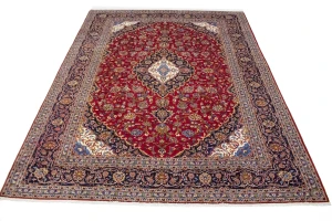 Vintage Red Traditional 10X13 Kashan Persian Rug