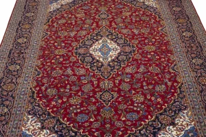 Vintage Red Traditional 10X13 Kashan Persian Rug