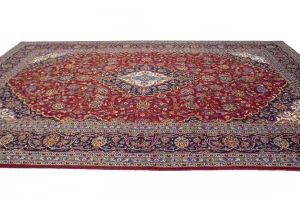 Vintage Red Traditional 10X13 Kashan Persian Rug