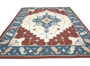 Cream Geometric Dhurrie 9X12 Modern Oriental Rug