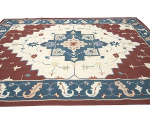 Cream Geometric Dhurrie 9X12 Modern Oriental Rug