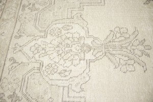 Muted Beige Antique Floral 8X11 Distressed Vintage Oriental Rug