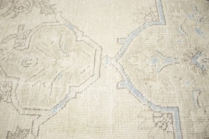 Muted Beige Antique Floral 8X11 Distressed Vintage Oriental Rug