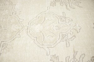 Muted Beige Antique Floral 8X11 Distressed Vintage Oriental Rug