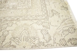 Muted Beige Antique Floral 8X11 Distressed Vintage Oriental Rug