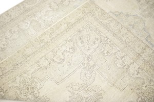 Muted Beige Antique Floral 8X11 Distressed Vintage Oriental Rug