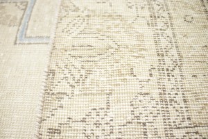 Muted Beige Antique Floral 8X11 Distressed Vintage Oriental Rug