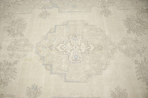 Muted Beige Antique Floral 8X11 Distressed Vintage Oriental Rug