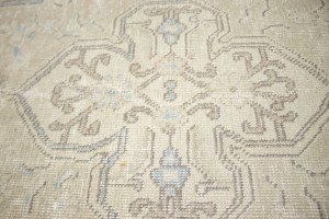 Muted Beige Antique Floral 8X11 Distressed Vintage Oriental Rug