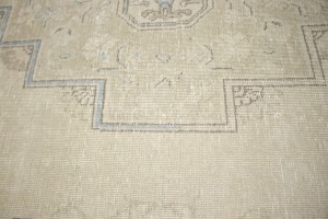 Muted Beige Antique Floral 8X11 Distressed Vintage Oriental Rug
