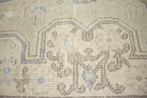 Muted Beige Antique Floral 8X11 Distressed Vintage Oriental Rug