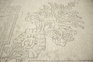Muted Beige Antique Floral 8X11 Distressed Vintage Oriental Rug