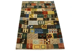 Multicolored Checker Tribal 3X4 Gabbeh Persian Rug