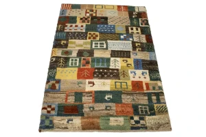 Multicolored Checker Tribal 3X4 Gabbeh Persian Rug
