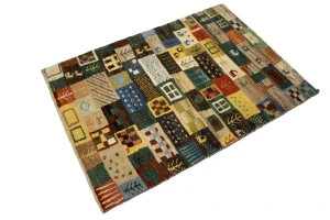 Multicolored Checker Tribal 3X4 Gabbeh Persian Rug