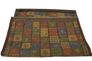 Brown & Olive Checkered 4X5 Gabbeh Persian Rug