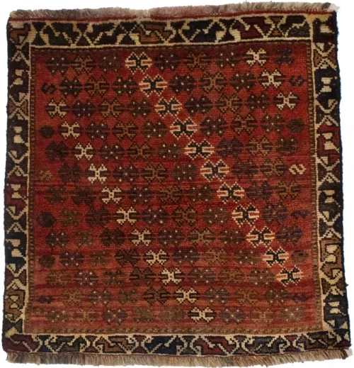 Vintage Rusty Red Tribal 2X2 Shiraz Persian Square Rug